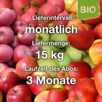 Bio-ApfelAbo / monatlich / 15kg=ca.75-100Äpfel / 3...