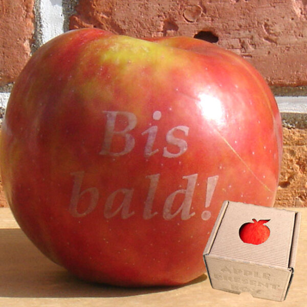 Apfel mit Branding Bis bald