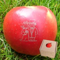 Apfel mit Branding Brautpaar Julia und Stefan