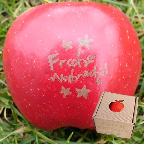 Apfel mit Branding Frohe Weihnacht