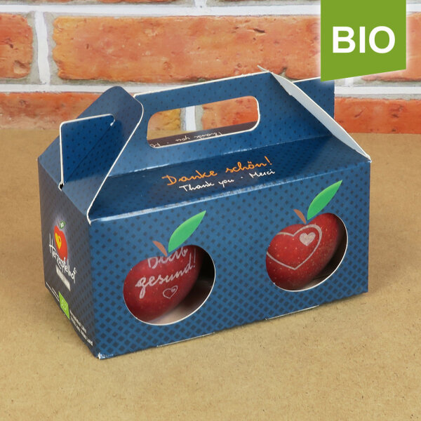 Box mit 2 roten Bio-Äpfeln / Danke schön! Box / Gesund Herzapfel