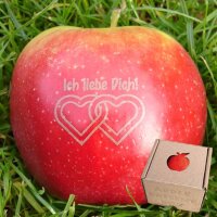 Apfel Ich liebe Dich mit zwei Herzen
